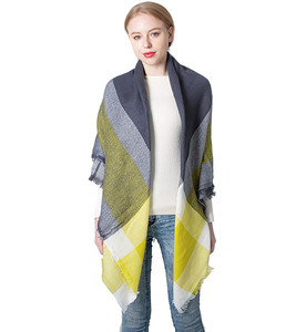 Écharpe d'hiver pour femmes, écharpes en cachemire chaudes à carreaux, châles <span class=keywords><strong>et</strong></span> enveloppes, bandana pour le cou, foulard, pashmina - Product Image 1