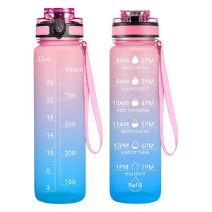 Bouteilles de sport <span class=keywords><strong>en</strong></span> plastique Tritan sans BPA de 32 oz à large ouverture, anti-fuite, avec marqueur de temps - Product Image 4
