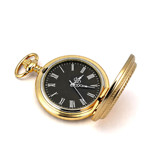 Montre de poche vintage dorée avec cadran noir et chiffres romains, montre de poche de luxe à quartz pour hommes et femmes, cadeau rétro pour collectionneur - Product Image 5