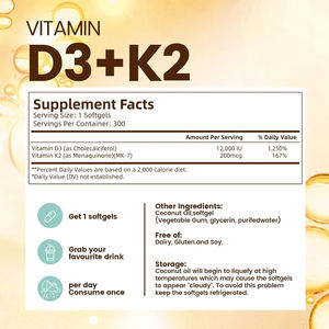 OEM özel etiket kalsiyum emme kemik bağışıklık ve kalp sağlık takviyesi D3 + K2 hindistan cevizi yağı Softgels vitamini destekler - Product Image 3