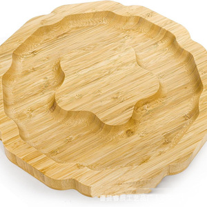 Bamboo Cheese Board <b>Round</b> <b>Serving</b> <b>Tray</b> For Appetizers And Fruit Wood Plate Simple Style - Product Image 2