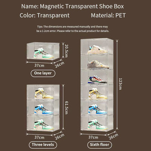 Bán Hot nhựa PET hộp giày bán buôn giày trong suốt hộp lưu trữ giày Organizer lưu trữ <span class=keywords><strong>box</strong></span> với nam châm - Product Image 2
