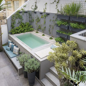 Piscine สระน้ำขนาดใหญ่ทำจากไฟเบอร์กลาสแบบแยกส่วนขนาดพกพาได้เหนือพื้นดินสระว่ายน้ำโซฟาเลานจ์หรูหราในสวน - Product Image 6