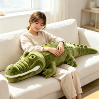 Grand coussin en peluche en forme d'alligator vert, jouet géant en peluche, coussin doux pour la décoration de la chambre d'enfant ou du canapé