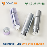 Tube cosmétique vide personnalisable en plastique ABL souple de 60 ml avec effet métallique argenté et bouchon à vis pour crème et lotion de soin de la peau