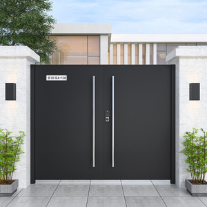 Nouveau modèle de portail battant simple ou double en aluminium noir thermolaqué, élégant, pour allée, <span class=keywords><strong>avec</strong></span> treillis de clôture en aluminium - Product Image 3