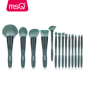 MSQ-Juego de brochas de maquillaje vegano profesional para mujer, corrector de ojos y cara de PU con Mango Verde, 14 Uds. - Product Image 3