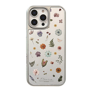 Promax pour iPhone 14 Miroir 13 Cas Style Coréen Électrolytique Étui Rigide avec Caméra Protecteur Lentille Film Petit Frais Florals <span class=keywords><strong>Des</strong></span> - Product Image 5