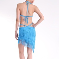 Robe de danse latine à sequins et franges, dos nu, costume de spectacle de danse, tenue de compétition pour la scène et la pratique