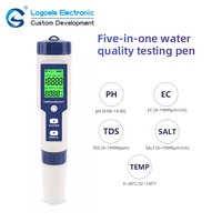 Testeur numérique portable de pH et de température, type stylo, pour piscine, mesureur d'hydrogène, précision 0,01, avec bouton, OEM