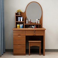 Coiffeuse contemporaine américaine en chêne massif avec miroir, meuble de luxe pour chambre à coucher, coiffeuse à plateau rabattable pour maquillage, hôtel, salon