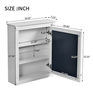 Gabinete de Almacenamiento para Baño de Pared de 24'' x 27'' <span class=keywords><strong>con</strong></span> <span class=keywords><strong>Espejo</strong></span>, <span class=keywords><strong>con</strong></span> Estante de Altura Ajustable, Gabinete Ahorrador de Espacio Sobre el Inodoro - Product Image 2