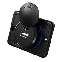 Chargeur USB double pour voiture, prise USB-C et USB-A, 12/24 volts, montage en surface, pour voiture, caravane, camion