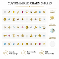 Graines auriculaires dorées assorties, autocollants d'acupression non-percants pour l'oreille, autocollants de graines auriculaires de formes mignonnes variées, OEM Marque Privée