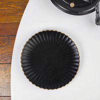 Assiettes en porcelaine noires givrées rétro, vaisselle de table d'hôtel, vaisselle de sushi, petit motif, vaisselle de dîner