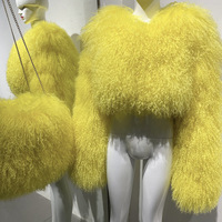 Style court femmes mode mouton fourrure pardessus hiver mongol agneau fourrure vestes moelleux fourrure chaud manteaux