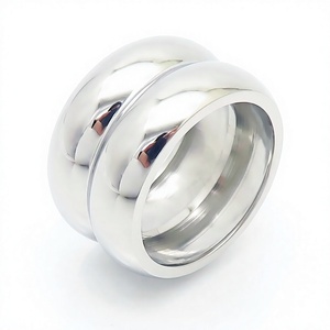 New Arrival Minimalist Luxury Wide Statement <b>Ring</b> <b>Stainless</b> <b>Steel</b> Double‑Layer Smooth Dome Band <b>For</b> <b>Women</b> Office & Banquet - Product Image 1