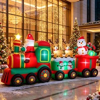 Grand Bonhomme de Neige et Train Gonflables de Noël, Accessoires Décoratifs de Noël, Décorations Gonflables pour Noël et Nouvel An
