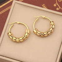 Boucles d'oreilles créoles hypoallergéniques en acier inoxydable plaqué or 18 carats, style chunky, pour femme, idéales pour les fêtes et comme cadeau