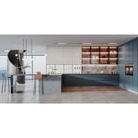 Meubles de cuisine européens modulaires Shaker, granit artificiel, bord biseauté, panneaux mélaminés modernes, construction en contreplaqué, 2 ans de garantie