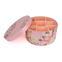 Boîtes cadeaux rondes en gros, luxe, rose, tube cylindrique, boîte cadeau à 2 étages pour mariage, fleurs, chocolat avec séparateurs en plastique