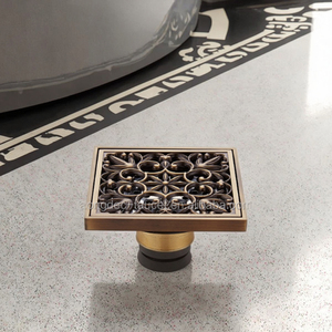 Siphon de sol de douche en laiton 4 pouces, design traditionnel poli, pour salle de bain, <span class=keywords><strong>baignoire</strong></span>, anti-odeur, anti-corrosion - Product Image 1