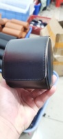 Étui à montre simple en cuir PU avec logo personnalisé, portable, doublure en daim noir et marron, boîte à montre pour voyage