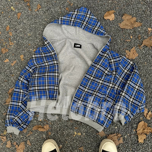 Sudadera con Capucha Reversible de Doble Capa a Cuadros y Rayas de Franela <span class=keywords><strong>para</strong></span> <span class=keywords><strong>Hombre</strong></span>, Fabricación Personalizada, Chaqueta con Doble Cremallera, Corte Amplio y Hombros Caídos - Product Image 2