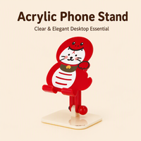 Support de téléphone pliable réglable en acrylique épais anti-jaunissement, motif dessin animé, vente en gros d'usine, idéal comme cadeau de bureau pour le Nouvel An
