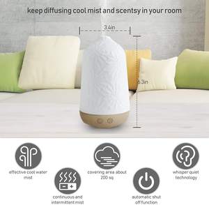 Difusor de Aceites Esenciales de Cerámica Blanca, Humidificador de Aroma Ultrasónico Artesanal con Luces <span class=keywords><strong>LED</strong></span> de 7 Colores, 100 ml, Decoración para el Hogar - Product Image 4