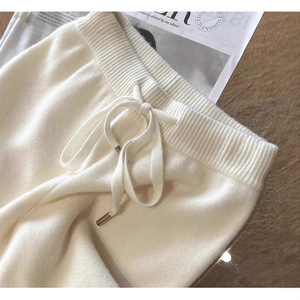 Pantaloni Eleganti Vintage Autunno Inverno 100% Lana Vergine Australiana a Vita Alta e Gamba Larga per Donna Casual Morbidi e Lunghi - Product Image 3