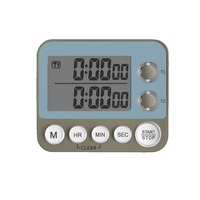 Timer Dapur Digital Dua Saluran dengan Alarm, Timer Dapur Plastik untuk Meja, Dioperasikan dengan Baterai