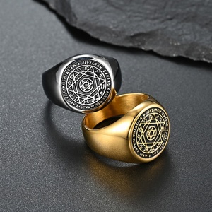 메실라이프 18K 금도금 스테인리스 스틸 남성 인장 반지 수호천사 반지 패션 별자리 반지 - Product Image 3