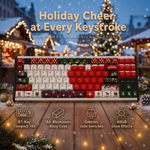 Clavier mécanique rétroéclairé, clavier de Noël, 87 touches TKL, cadre en aluminium CNC, interrupteur Gateron Jade, clavier de jeu ARGB, filaire USB - Product Image 1