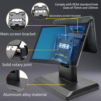 Support de moniteur POS double écran d'usine 19 pouces, base tactile, terminal de caisse LCD de bureau, en alliage d'aluminium, 45 kg