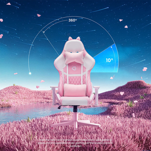 Silla Gamer para Mujer, Diseño Adorable y Femenino, Color Amarillo, Económica, de Fábrica, OEM, Silla de Oficina Giratoria con Ruedas, Estilo Gatita - Product Image 5
