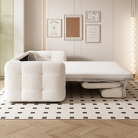 Canapé-lit multifonctionnel pour trois personnes, style Marshmallow Puff, avec matelas, revêtement en tissu et structure en métal, luxe