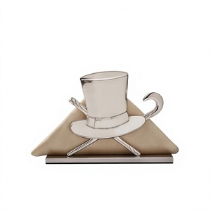 Porte-serviettes en métal design canne et chapeau haut de forme pour homme, finition texturée, pour cuisine et salle à manger, commande en gros - Product Image 1