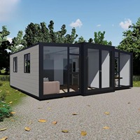 Maison conteneur mobile extensible Petite maison mobile Chambre habitable Préfabriquée 20 pieds 40 pieds pour camping Hôtel Maison familiale Rideau de verre