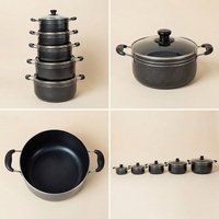 Vente en gros de casseroles de cuisine de haute qualité, 10 pièces, en aluminium forgé antiadhésif, avec couvercle