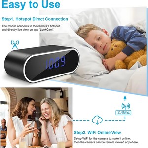 Không Dây Wifi Đồng Hồ Báo Thức Máy Ảnh 1080P Video Ghi Âm Hồng Ngoại Tầm Nhìn Ban Đêm Nhà Bé Màn Hình Hỗ Trợ 256GB Thẻ Đồng Hồ Máy Ảnh - Product Image 6
