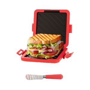 Máy làm bánh mì <span class=keywords><strong>sandwich</strong></span> dày, có thể dùng được trong lò vi sóng và máy rửa chén, tiết kiệm thời gian, làm bánh panini nhanh, khay nướng - Product Image 1