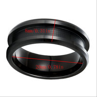 Klassische trend ige 8mm hochglanz polierte schwarze Keramik ring rohlinge mit Diamant abgeschrägten Kanten im Princess-Schliff für Inlay-Schmuck