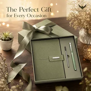 Customized A5 Faux Leather <b>Notebook</b> Journal Pen Box for Corporate Business Souvenirs Tradeshow Presents 3 In 1 Gift <b>Set</b> - Product Image 6