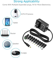 Adaptateur secteur 12V 1A AC/DC avec 10 embouts, chargeur mural pour appareils électroniques domestiques, bande LED, caméra de sécurité, routeur
