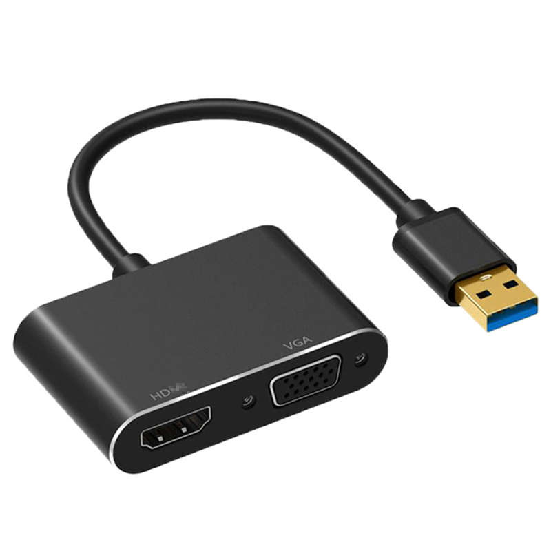 Adaptador USB 3,0 a HDTV + VGA, estación de acoplamiento 2 en 1 para ordenador y portátil, para mostrar proyector
