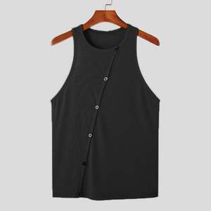 Débardeur côtelé décontracté 100 % coton respirant pour homme - Teint en pièce, design amincissant personnalisé - Product Image 5