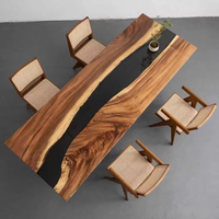 Table de salle à manger en bois de noyer massif avec résine époxy, pour la maison, les restaurants et les cuisines, directement de l'usine