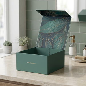 Caja de Regalo Plegable de Cartón Rígido Verde Personalizada con Cierre Magnético, Impresión UV, para Joyería y Cosméticos - Product Image 3