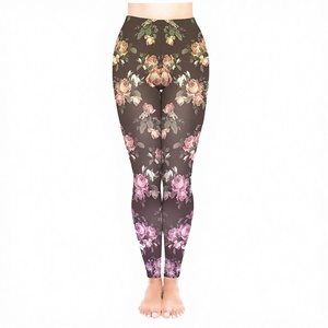 New Design Hot Sale <b>Roses</b> <b>Black</b> Print Buttery Soft Stretchy High Waist Seamed Breathable Casual Women's Ankle Length Leggings - Product Image 3